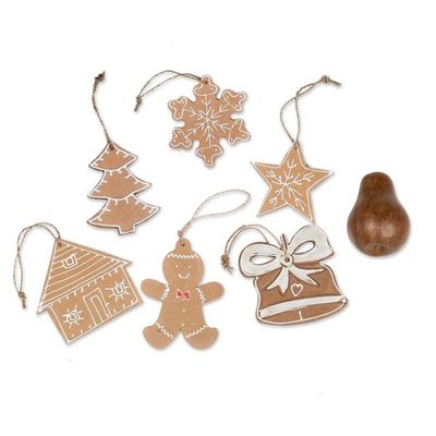 Alternate image for Set of 6 Handmade Christmas-Themed Chipboard Ornaments Holiday Memories