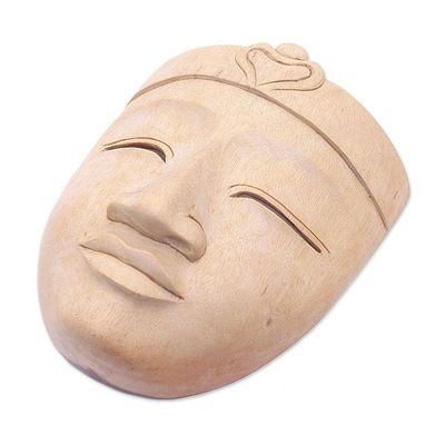 Alternate image for Handcrafted Hibiscus Wood Buddha Mask from Bali Heavenly Buddha