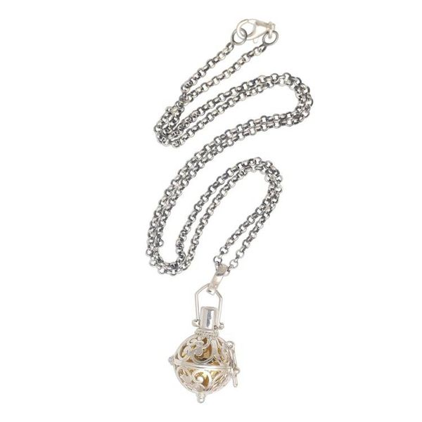 Alternate image for Silver and Brass Harmony Ball Necklace with Garnet Light of My Life