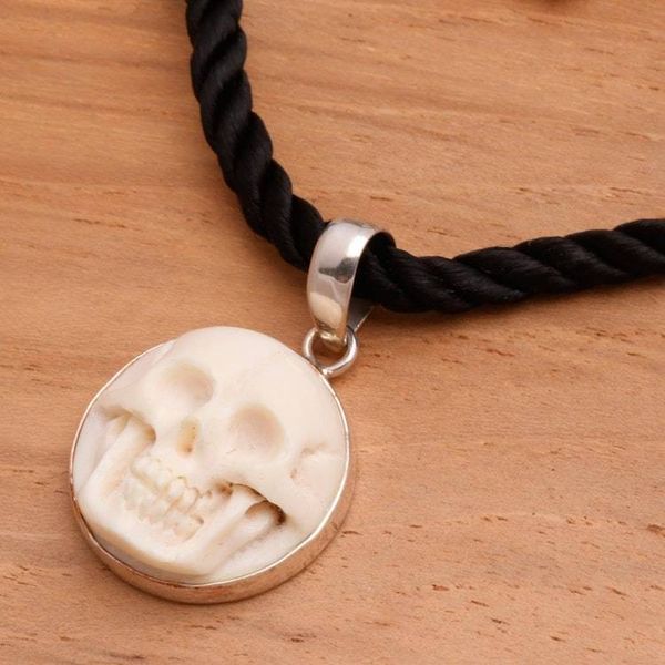 Alternate image for Handcrafted Bone Pendant Necklace Immortal Smile