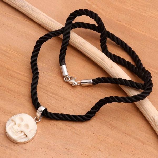Alternate image for Handcrafted Bone Pendant Necklace Immortal Smile