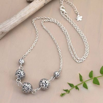 Alternate image for Balinese Folk Art-Themed Sterling Silver Station Necklace Jewels of Gianyar