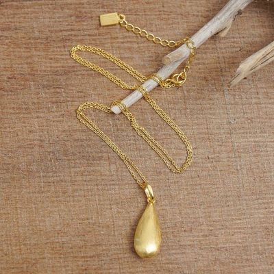 Alternate image for 18k Gold-Plated Drop-Shaped Brushed-Satin Pendant Necklace The Immortal Splendor