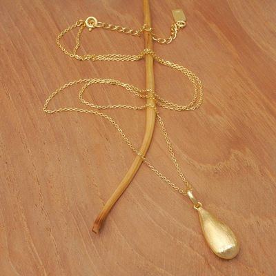 Alternate image for 18k Gold-Plated Drop-Shaped Brushed-Satin Pendant Necklace The Immortal Splendor