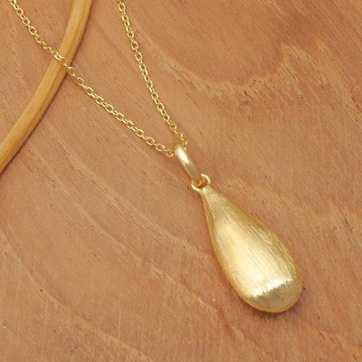 Alternate image for 18k Gold-Plated Drop-Shaped Brushed-Satin Pendant Necklace The Immortal Splendor