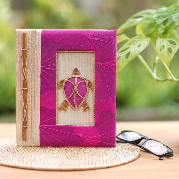 Alternate image for Pink Natural Fiber Turtle-Motif Journal Tortoise Thoughts in Pink
