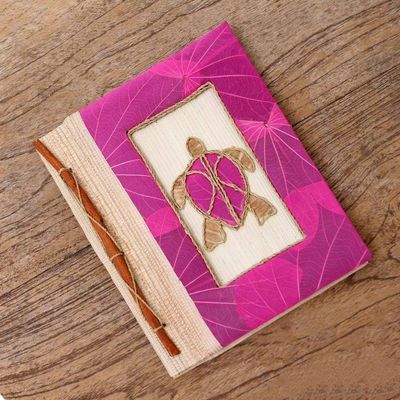 Alternate image for Pink Natural Fiber Turtle-Motif Journal Tortoise Thoughts in Pink