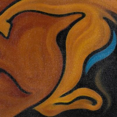 Alternate image for Modern Abstract Signed Acrylic Portrait of a Girl from Java A Little Girl