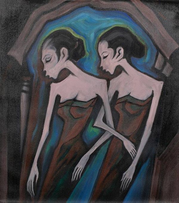 Alternate image for Sisterhood-Themed Modern Acrylic Portrait of Two Women Sisterhood