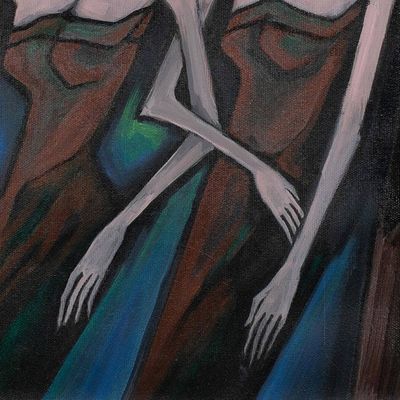 Alternate image for Sisterhood-Themed Modern Acrylic Portrait of Two Women Sisterhood