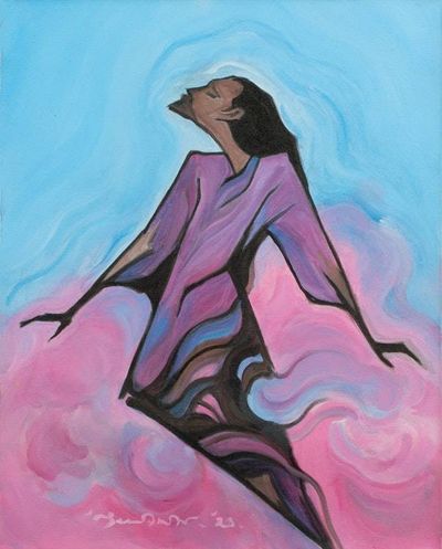 Primary image for Modern Acrylic Painting of Jesus Ascending to Heaven Jesus Ascended to Heaven