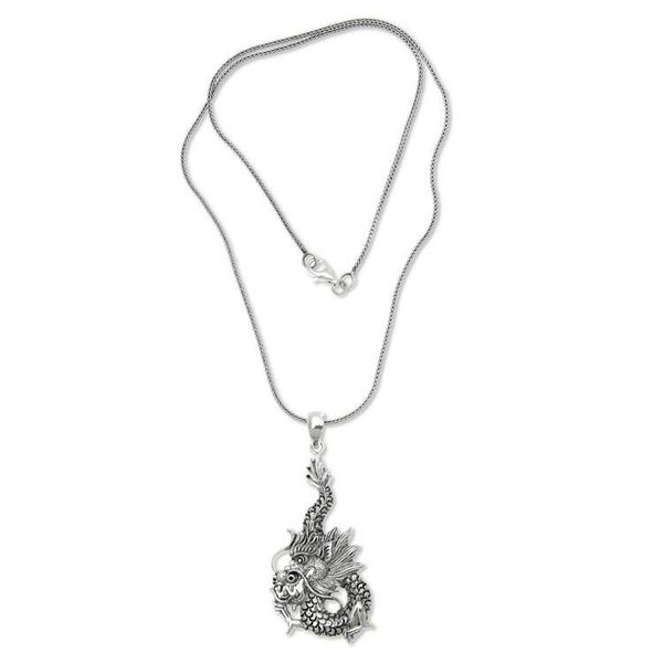 Alternate image for Sterling Silver Pendant Necklace Dragon Splendor