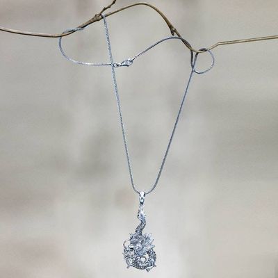 Alternate image for Sterling Silver Pendant Necklace Dragon Splendor