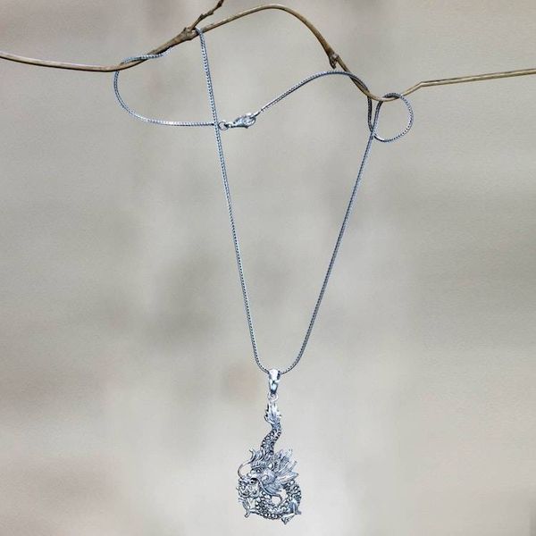 Alternate image for Sterling Silver Pendant Necklace Dragon Splendor