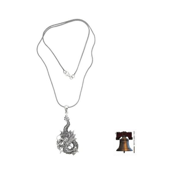 Alternate image for Sterling Silver Pendant Necklace Dragon Splendor