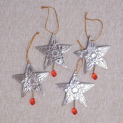 Alternate image for Star-Shaped Aluminum Ornaments from Bali Set of 4 Glimmering Stars