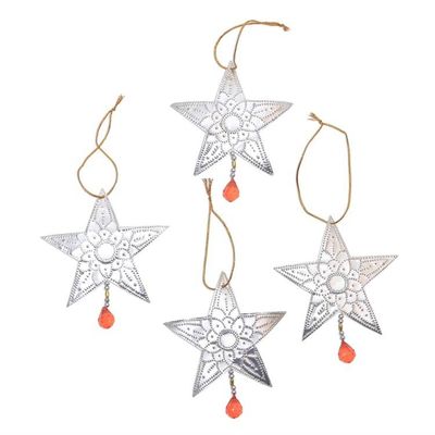 Alternate image for Star-Shaped Aluminum Ornaments from Bali Set of 4 Glimmering Stars
