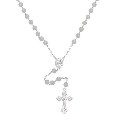 Alternate image for Handmade Moonstone and Sterling Silver Rosary Y-Necklace Blessed Mary
