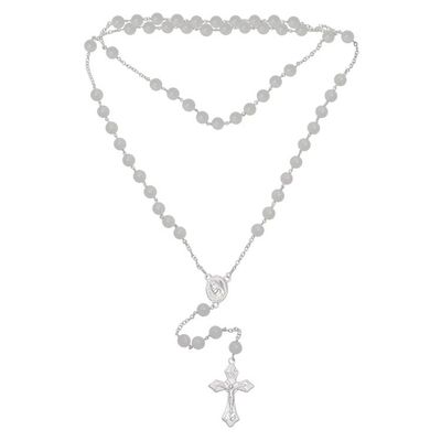 Alternate image for Handmade Moonstone and Sterling Silver Rosary Y-Necklace Blessed Mary