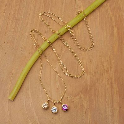 Primary image for 4-Carat 18k Gold-Plated Three-Pendant Necklace from Bali Petite Charms