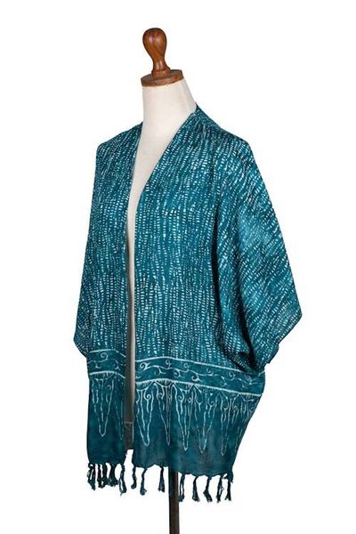 Alternate image for Breezy Rayon Kimono with Batik Design Sea Sponge