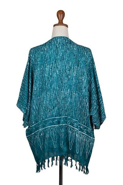 Alternate image for Breezy Rayon Kimono with Batik Design Sea Sponge