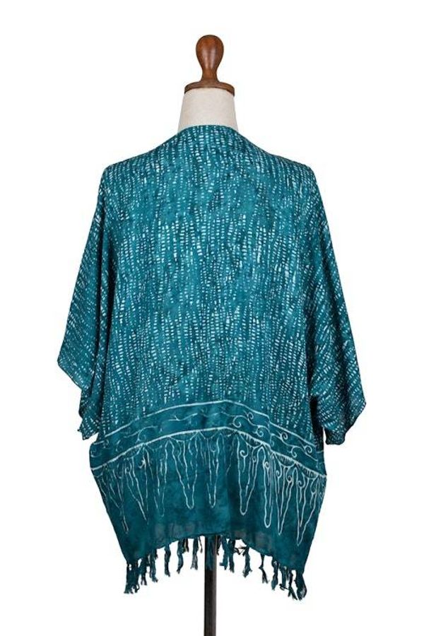 Alternate image for Breezy Rayon Kimono with Batik Design Sea Sponge