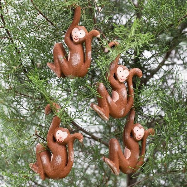 Alternate image for Set of 4 Hand-Carved Albesia Wood Monkey Ornaments from Bali Joyful Jungle