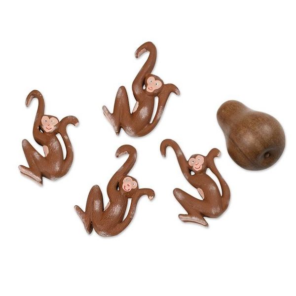 Alternate image for Set of 4 Hand-Carved Albesia Wood Monkey Ornaments from Bali Joyful Jungle