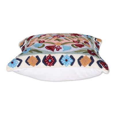 Alternate image for Embroidered Floral Multicolor Cotton Cushion Cover Pair Dream of Blooms