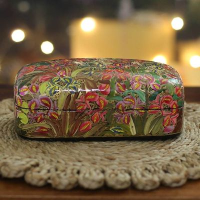 Alternate image for Hand-Painted Wood Papier Mache Floral  Leaf Decorative Box Floral Glam