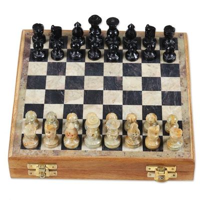 Alternate image for Hand Crafted Soapstone Chess Set Intellectual Challenge