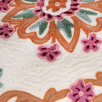 Alternate image for Indian-Made Floral Embroidered Cotton Cushion Cover Pair Sweet Classic