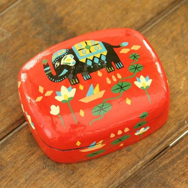 Alternate image for Decorative Papier Mache Elephant-Motif Box Tale of the River