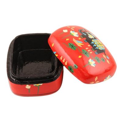 Alternate image for Decorative Papier Mache Elephant-Motif Box Tale of the River