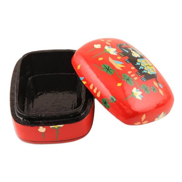 Alternate image for Decorative Papier Mache Elephant-Motif Box Tale of the River