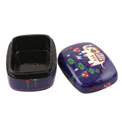 Alternate image for Hand Painted Papier Mache Elephant-Motif Box Midnight Tale