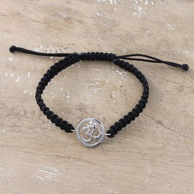 Alternate image for Black Macrame Cord Bracelet with Sterling Silver Om Symbol Altar to Enlightenment