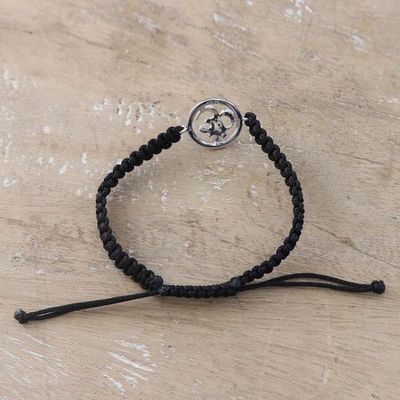 Alternate image for Black Macrame Cord Bracelet with Sterling Silver Om Symbol Altar to Enlightenment
