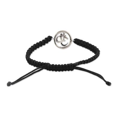 Alternate image for Black Macrame Cord Bracelet with Sterling Silver Om Symbol Altar to Enlightenment