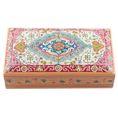 Alternate image for Wood Papier Mache Decorative Box Hand-Painted in India Persian Influence