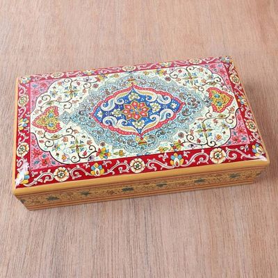Alternate image for Wood Papier Mache Decorative Box Hand-Painted in India Persian Influence