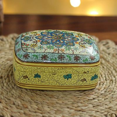 Primary image for Hand-Painted Papier Mache on Wood Decorative Box from India Floral Majesty