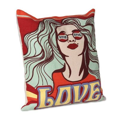 Alternate image for Bohemian Cotton Cushion Cover Pair with Acrylic Embroidery Retro Boho