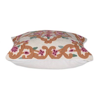 Alternate image for Bollywood-Inspired Embroidered Cotton Cushion Cover Pair Exquisite Blossoms