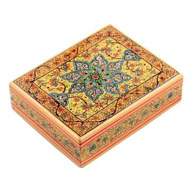 Alternate image for Wood Papier Mache Decorative Box in Yellow Charming Persia