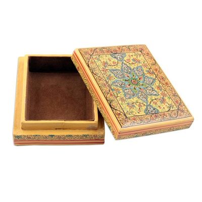 Alternate image for Wood Papier Mache Decorative Box in Yellow Charming Persia