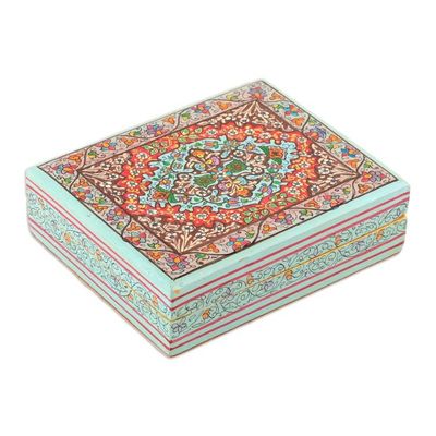 Alternate image for Wood Papier Mache Decorative Box in Blue Persian Flower Paradise