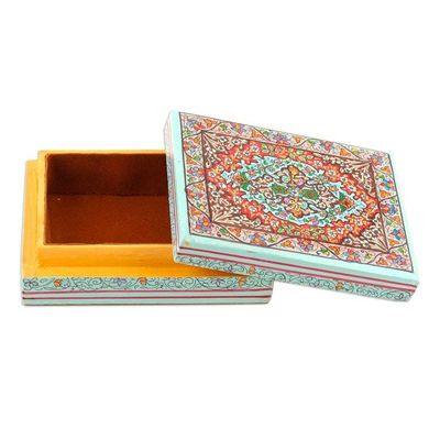 Alternate image for Wood Papier Mache Decorative Box in Blue Persian Flower Paradise
