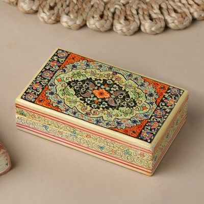 Primary image for Indian Wood Papier Mache Decorative Box in Blue Persian Midnight Garden